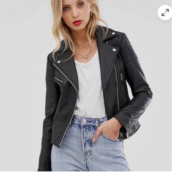 Barney’s Originals Leather Biker Jacket, Black, UK 8/ US 4; EUC - Picture 2 of 7